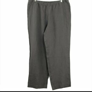 J. Jill 100% Linen Grey Pants Women's Medium M Natural Stretch Waistband EUC
